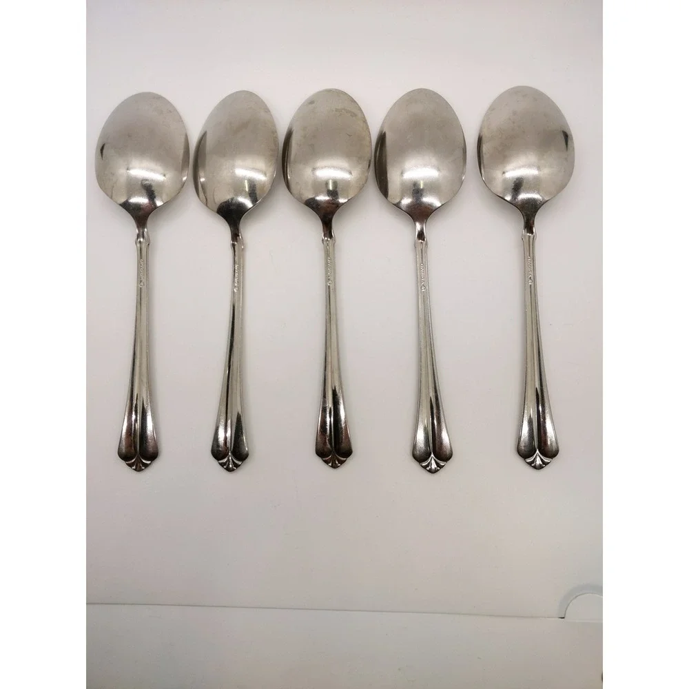 Oneida Juilliard Tablespoons Set of 5 Silver Stainless Steel Flatware 7.25 Cubed